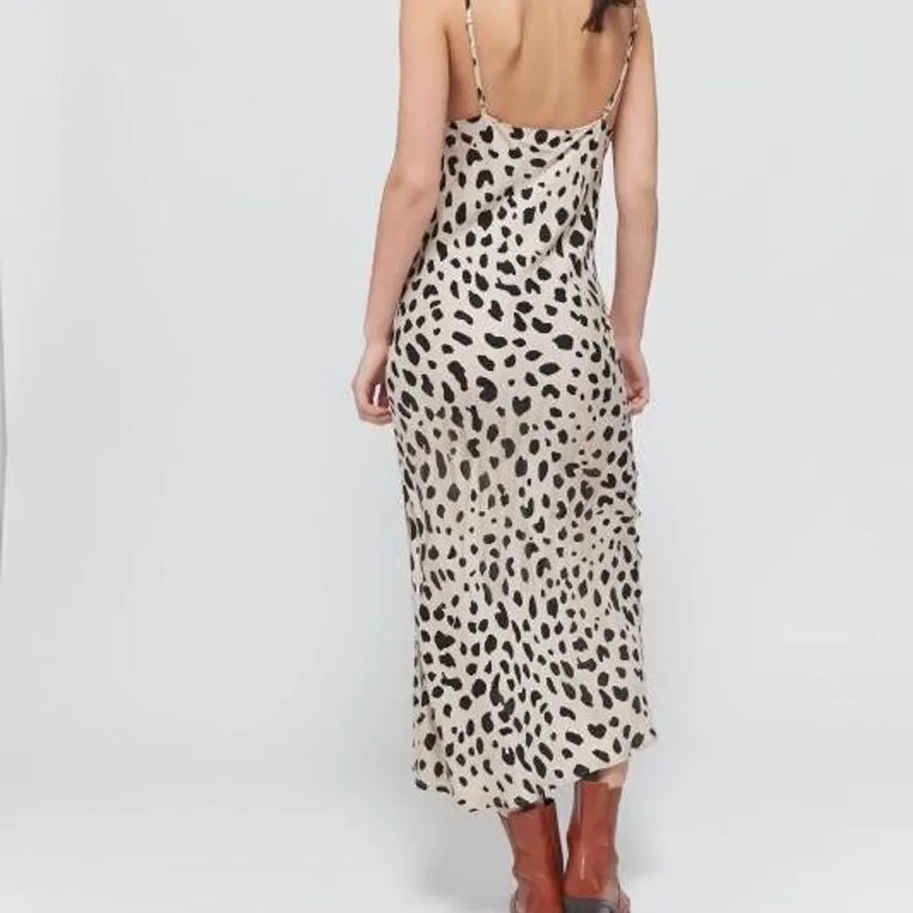 Urban outfitters Dress Forum Spotted Cowl Neck Slip leopard maxi Dress raton S - Picture 12 of 12